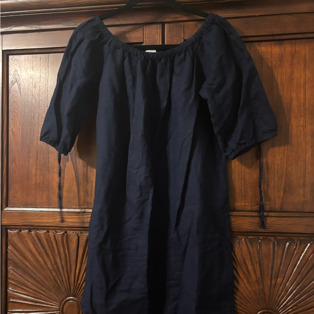 J. Crew Dark Blue tie Sleeve Dress